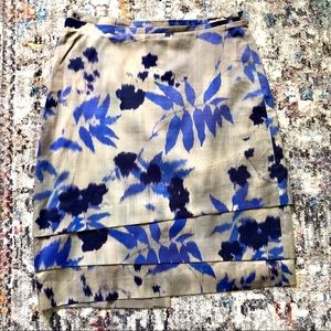 Hugo Boss Blue and Gray Floral Skirt